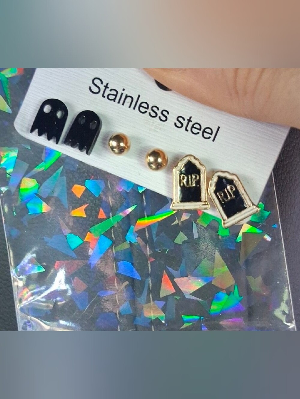 $8 Each Or Bundle 5/$20 Black & Gold Tombstone & Ghost Earring Set